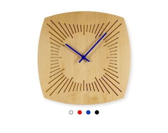 Reloj de pared minimalista de madera de fresno: diseño moderno tallado (27,6 cm)