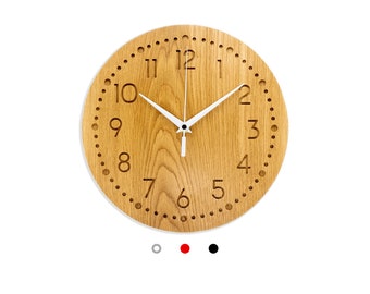 Reloj de pared de roble hecho a mano – Decoración minimalista escandinava en madera