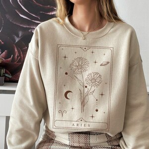 Aries Sweatshirt Aries Gift Aries Gifts April Birth Flower Shirt Birth Month Sweater Horoscope Crewneck Zodiac Sign Shirt Astrology Shirt