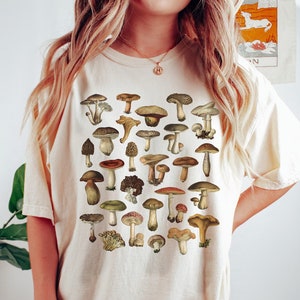 Comfort Colors Mushroom Shirt Cottagecore Shirt Granola Girl Aesthetic Clothes Cottage Core Tshirt Goblincore Clothing Dark Academia