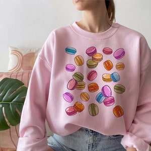 Rainbow Macaron Sweatshirt Fairy Kei Sweatshirt Dessert Clothing Yami Kawaii Sweater Pastel Crewneck Kawaii Top Aesthetic Clothes