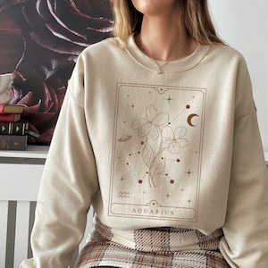 Aquarius Sweatshirt Aquarius Gift Aquarius Gifts February Birth Flower Shirt Birth Month Sweater Horoscope Sweater Zodiac Sign Astrology
