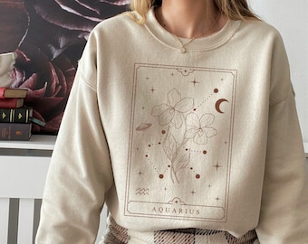 Aquarius Sweatshirt Aquarius Gift Aquarius Gifts February Birth Flower Shirt Birth Month Sweater Horoscope Sweater Zodiac Sign Astrology