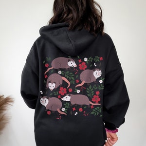Opossum Hoodie Opossum Sweatshirt Possum Print Hoodie Kawaii Possum Gift Possum Gifts Cottagecore Clothing Cottage Core Clothes