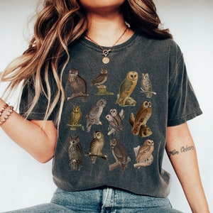 Comfort Colors Owls Shirt Granola Girl Bird Lover Shirt Aesthetic Clothes Cottagecore Shirt Dark Academia Cottagecore Clothes Owl Gift