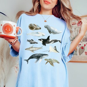 Comfort Colors Marine Life Shirt Marine Biology Tshirt Marine Animal Gift Whale Shirt Ocean Conservation Shirt Manatee T Shirt Sea Turtle