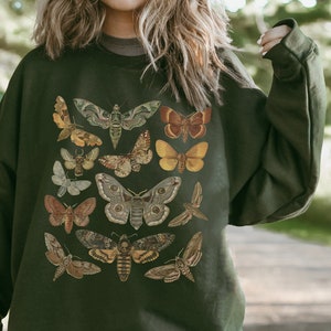 Moth Sweatshirt Goblincore Clothing Cottagecore Clothing Cottagecore Sweater Dark Academia Clothing Cottage Core Clothes Insect Sweater