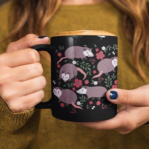 Opossum Mug Possum Mug Kawaii Possum Gift Opossum Gift Possum Lover Gifts Cottagecore Mug Cottage Core Mug Strawberry Mug Wild Animal Mug