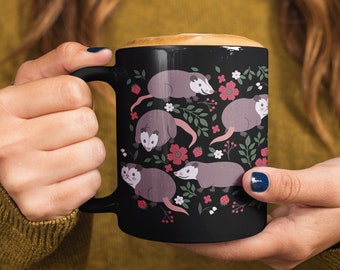 Opossum Mug Possum Mug Kawaii Possum Gift Opossum Gift Possum Lover Gifts Cottagecore Mug Cottage Core Mug Strawberry Mug Wild Animal Mug