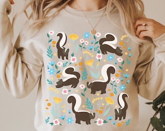 Skunk Sweatshirt Skunk Shirt Skunk Sweater Cottage Core Clothes Cottagecore Clothing Cute Skunk Lover Gift Scandinavian Folk Art