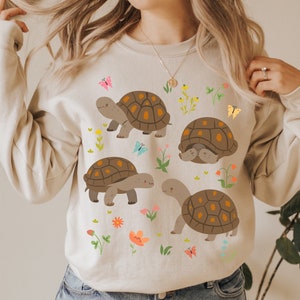 Kawaii Turtles Sweatshirt Turtle Sweater Tortoise Shirt Turtle Gifts Tortoise Gift Cottagecore Clothing Cottage Core Clothes Nature Crewneck