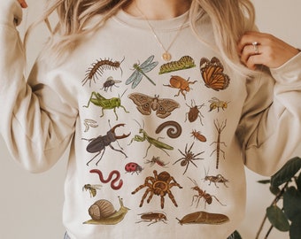 Insect Sweatshirt Bug Sweater Goblincore Crewneck Entomology Shirt Dark Academia Shirt Beetle Shirt Moth Shirt Cockroach Grasshopper T Shirt