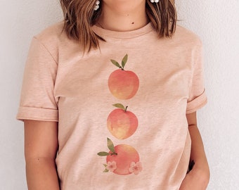 Georgia Peach Shirt Yami Kawaii Peach Fruit Shirt Botanical Tee Cottagecore Clothing Cottage Core Clothes Summer Tshirt Aesthetic Shirt
