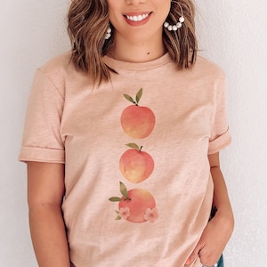 Georgia Peach Shirt Yami Kawaii Peach Fruit Shirt Botanical Tee Cottagecore Clothing Cottage Core Clothes Summer Tshirt Aesthetic Shirt