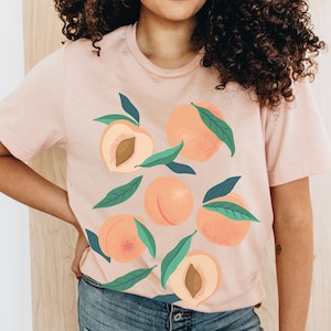 Georgia Peach Shirt Peaches Shirt Just Peachy T Shirt Cute Fruit Shirt Cottagecore Aesthetic Clothing Fruit Print Shirt Botanical Shirt