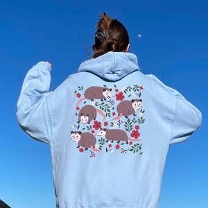 Opossum Hoodie Opossum Sweatshirt Possum Print Hoodie Kawaii Possum Gift Possum Gifts Cottagecore Clothing Cottage Core Clothes