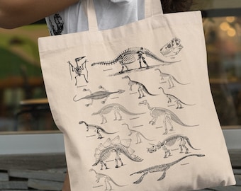 Dinosaur Tote Bag Dark Academia Tote Bag Trendy Tote Bag Aesthetic Paleontology Gift Dinosaur Gifts Goblincore Tote Bag Trex Tote Bag