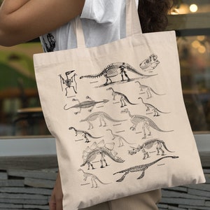 Dinosaur Tote Bag Dark Academia Tote Bag Trendy Tote Bag Aesthetic Paleontology Gift Dinosaur Gifts Goblincore Tote Bag Trex Tote Bag