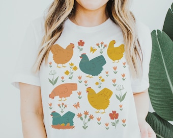 Chicken Shirt Chicken Lover Gift Chicken Mom Tshirt Crazy Chicken Lady T Shirt Cottage Core Top Farm Girl Tee Cottagecore Aesthetic Clothing