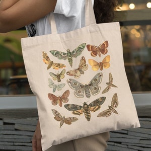 Moth Tote Bag Cottagecore Bag Goblincore Bag Insect Tote Bag - Etsy