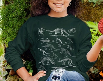 Youth Dinosaur Sweatshirt Kids Dino Print Sweater Trex Sweatshirt Triceratops Sweatshirt Paleontology Crewneck Dinosaur Gifts T rex Gift