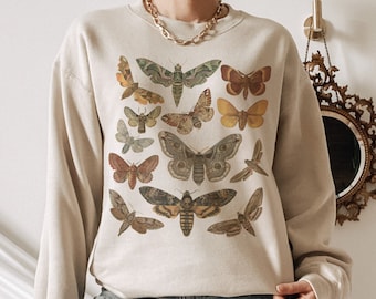 Moth Sweatshirt Goblincore Clothing Dark Academia Clothing Light Academia Cottagecore Clothing Cottage Core Clothes Aesthetic Sweatshirt