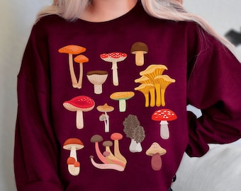 Mushroom Sweatshirt Mushroom Sweater Mushroom Apparel Cottagecore Clothes Goblincore Sweatshirt Cottage Core Clothing Aesthetic Crewneck