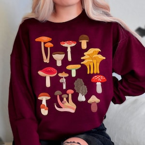 Mushroom Sweatshirt Mushroom Sweater Mushroom Apparel Cottagecore Clothes Goblincore Sweatshirt Cottage Core Clothing Aesthetic Crewneck