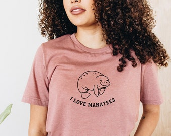 I Love Manatees Shirt Manatee Tshirt Manatee T Shirt Manatee Tee Manatee Gifts Manatee Gift Manatee Lover Marine Biology Shirt Ocean Shirt