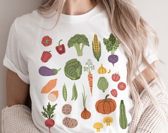 Vegetable Print Shirt Vegetarian Tshirt Vegan T Shirt Gardening Tee Plant Lover Gift Cottagecore Clothing Cottage Core Clothes Veggie Beet