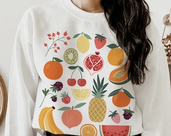 Cute Fruit Sweatshirt Cottagecore Clothing Aesthetic Clothing Cottagecore Sweater Cottagecore Clothes Kawaii Fruit Cottagecore Top