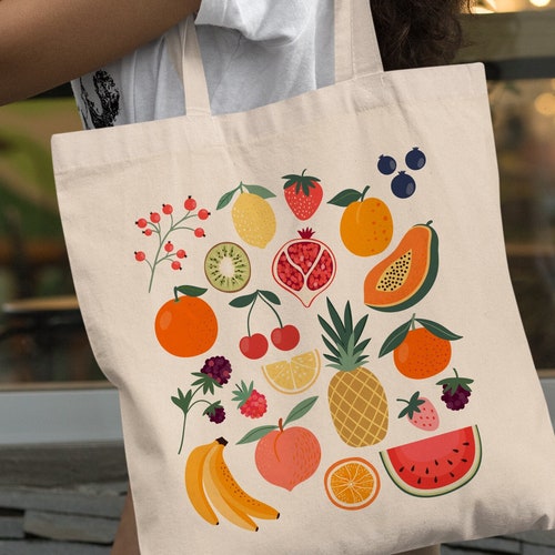Fruit Tote Bag Aesthetic Tote Bag Cute Tote Bags Cottagecore | Etsy