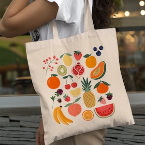 Fruit Tote Bag Aesthetic Tote Bag Cute Tote Bags Cottagecore Bag Trendy Tote Bag Reusable Bag Kawaii Market Bag Summer Tote Bag