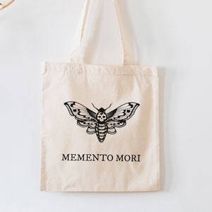 Memento Mori Dark Academia Tote Bag Deaths Head Moth Tote Bag Aesthetic Trendy Tote Bag Witch Tote Bag Reusable Bag Goth Bag Artsy Bag