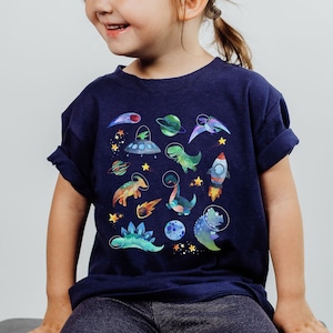 Toddler Space Dinosaur Shirt Kids Dino Tshirt Clothing Paleontology Tee Trex T Shirt Dinosaur Clothes Astronaut Solar System Planet