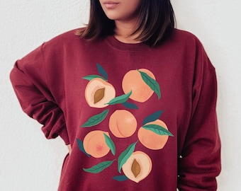 Georgia Peach Sweatshirt Fruit Sweatshirt Just Peachy Crewneck Cottagecore Sweater Botanical Sweatshirt Peaches Clothes Aesthetic Clothing