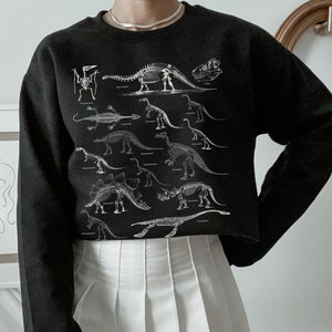 Dinosaurier Sweatshirt Dinosaurier Pullover Goblincore Kleidung Ästhetische Kleidung Dark Academia Pullover Dark Academia Sweatshirt Dinosaurier Rundhalsausschnitt