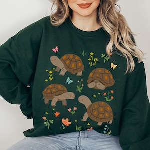 Kawaii Turtles Sweatshirt Turtle Sweater Tortoise Shirt Turtle Gifts Tortoise Gift Cottagecore Clothing Cottage Core Clothes Nature Crewneck
