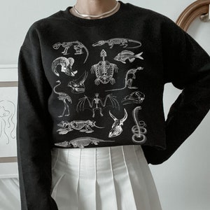 Animal Skeleton Sweatshirt Dark Academia Clothing Goblincore Clothing Aesthetic Crewneck Zooarchaeology Gift Biology Sweatshirt Skull Shirt