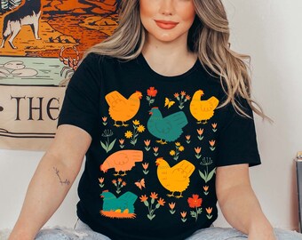 Chicken Shirt Chicken Lover Gift Chicken Mom Tshirt Crazy Chicken Lady T Shirt Cottage Core Top Farm Girl Tee Cottagecore Aesthetic Clothing