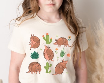 Jugend Gürteltier Shirt Kinder Gürteltier Geschenk Texas Shirt Wüsten Shirt Kaktus Shirt Cottagecore Kleidung Cottage Core Kleidung Wildtiere Shirt