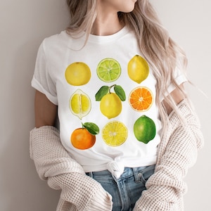 Shirt Citrus Citroen Shirt Limoen Shirt Oranje Shirt Fruit Shirt Cottage Core Shirt Citroen Kleding Cottagecore Shirt Fruit T-shirt Fruit T-shirt