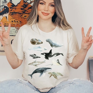 Marine Life Shirt Marine Biology Tshirt Marine Animal Gift Whale Shirt Ocean Conservation Shirt Manatee T Shirt Sea Turtle Penguin Tee