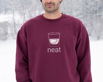 Felpa con cappuccio e scritta "Neat Whiskey", regali unici per gli amanti del bourbon, regalo per gli amanti del bourbon, maglione girocollo con scritta "Bourbon", regalo per gli amanti del whisky, regalo alcolico per papà