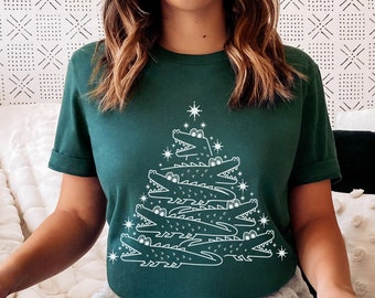 Chemise de Noël en alligator Cadeaux alligator Chemise Gator Tshirt Floride Chemise crocodile Cadeau amoureux d'alligator T-shirt des marais T-shirt de Noël