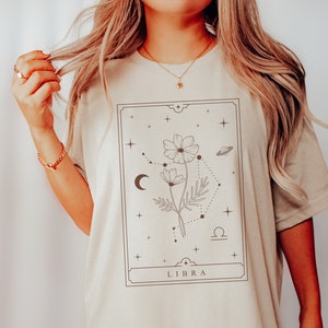 Libra Shirt Libra Gift Libra Gifts October Birth Flower Shirt Birth Month Shirt Horoscope Shirt Zodiac Sign Shirt Birthday Tarot Card Shirt