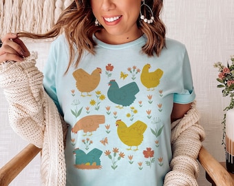 Chicken Shirt Chicken Lover Gift Chicken Mom Tshirt Crazy Chicken Lady T Shirt Cottage Core Top Farm Girl Tee Cottagecore Aesthetic Clothing