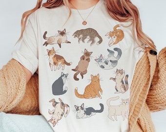 Cute Cat Shirt Kitties T Shirt Kitty Shirt Kitten Shirt Cottagecore Clothing Cottage Core Clothes Aesthetic Shirt Cat Lover Gift Cat Mom Tee