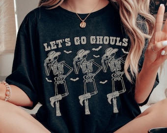Let's Go Ghouls Skelett Shirt Halloween Bachelorette Shirt Braut Shirt Tanzen Skelett Shirt Western Grafik T-Shirt Land Shirt Cowgirl