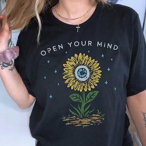 Third Eye Shirt Evil Eye Shirt Boho Clothing All Seeing Eye Mystical Shirt Spirituality Shirt Zen Shirt Sunflower Shirt Trippy Clothes